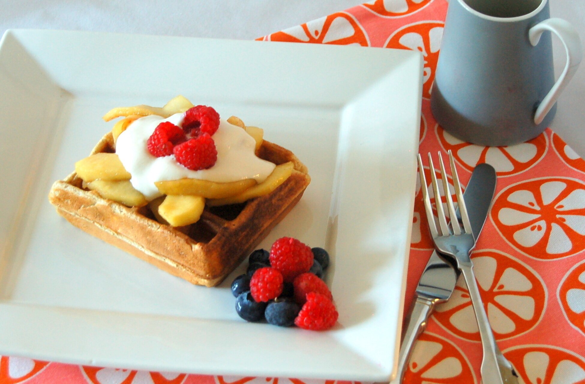 Apple Pie Waffles with Whole Wheat, Flax and Chia Seeds