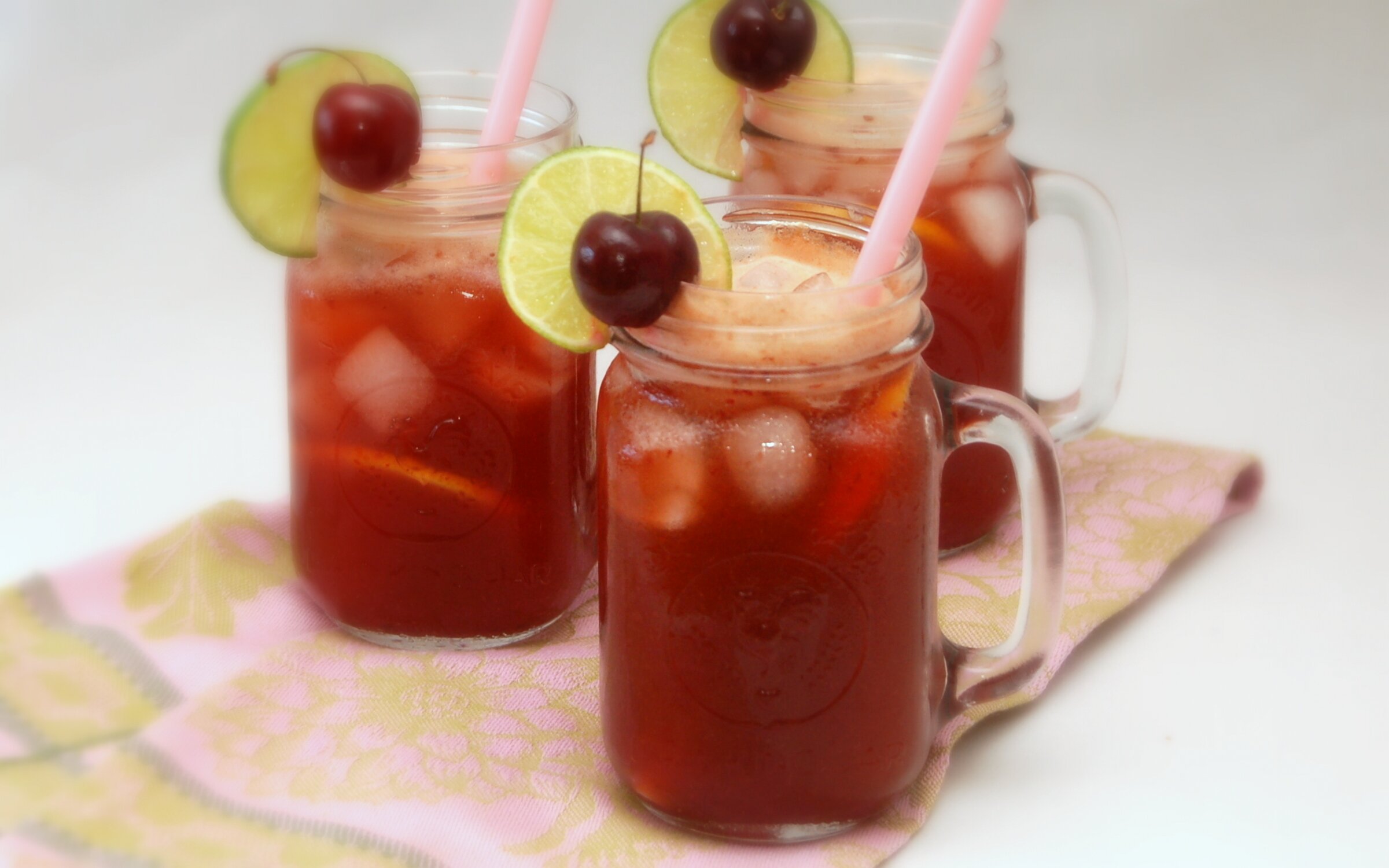 Cherry Lemon Limeade made with Stevia