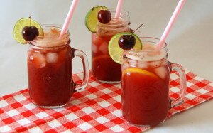 Cherry Lemon Limeade made with Stevia