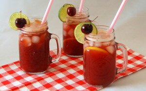 Cherry Lemon Limeade made with Stevia