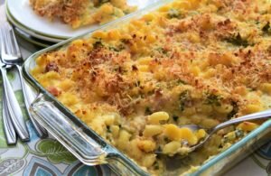 Mac and Cheese with Creamy Cauliflower Sauce and Ham